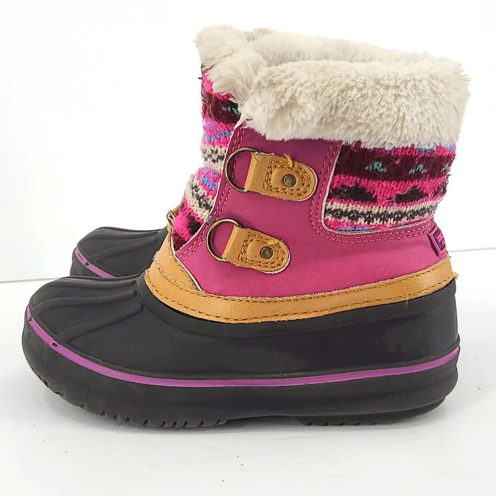 London Fog 11 pink black tan turquois white fuzzy warm lace up winter snow boots